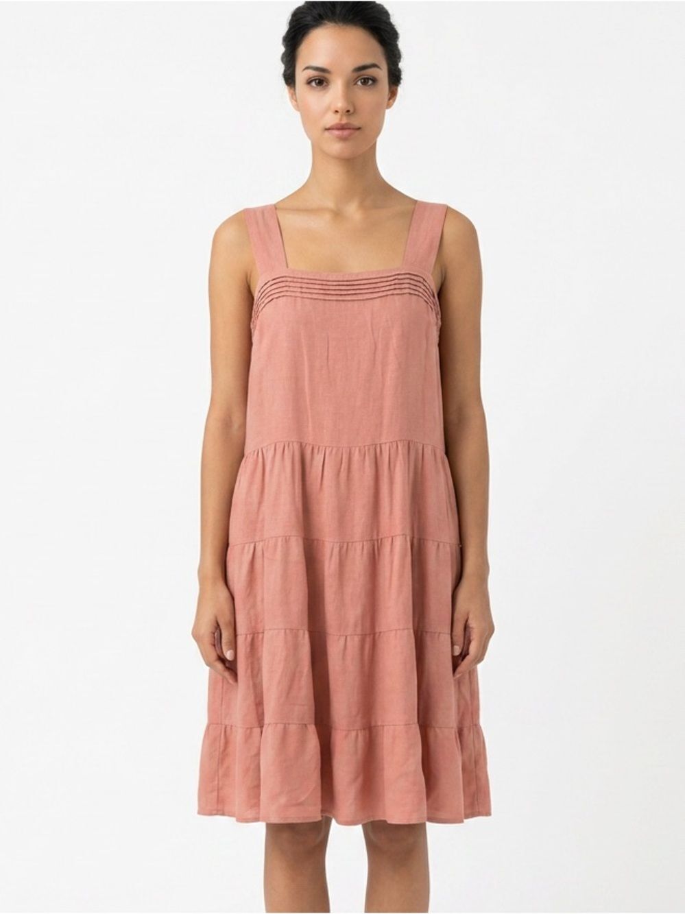 REMIXMESS | Orange Knee Length Keyhole Back Boho Dress Women’s Size Small
